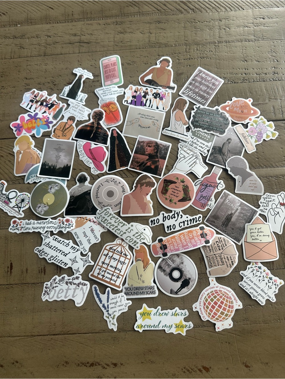 Taylor Swift inspired waterproof vinyl stickers 50 pack